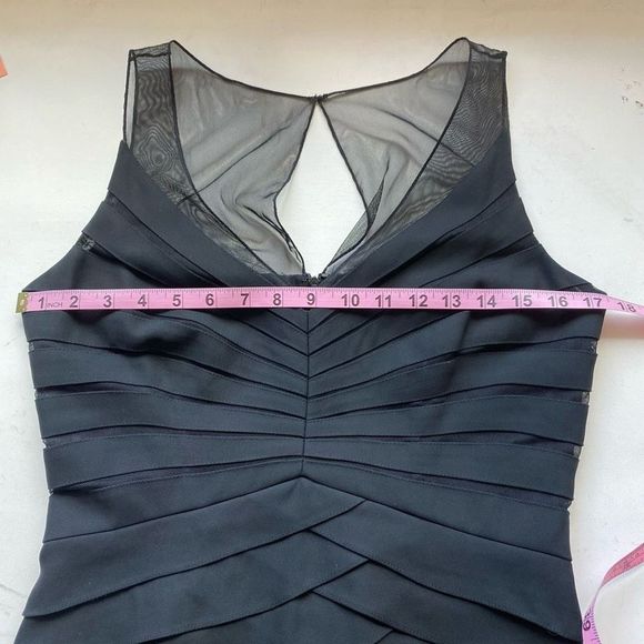 Chetta B Sherrie Bloom Peter Noviello 100% Silk Black Designer Tiered Dress Wome - Picture 5 of 16